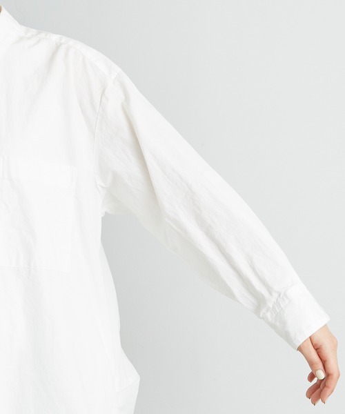 note et silence （ノートエシロンス）の「●FINX100/2ブロード　bigシャツ（シャツ/ブラウス・レディース・ストライプ/ホワイト/ネイビー・FREE）」の21枚目の写真