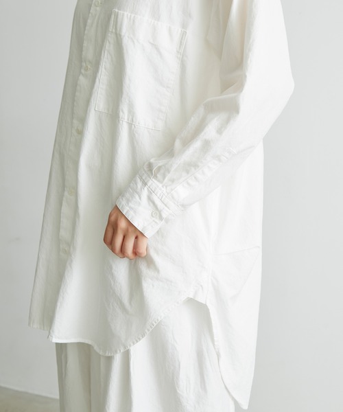 note et silence （ノートエシロンス）の「●FINX100/2ブロード　bigシャツ（シャツ/ブラウス・レディース・ストライプ/ホワイト/ネイビー・FREE）」の22枚目の写真