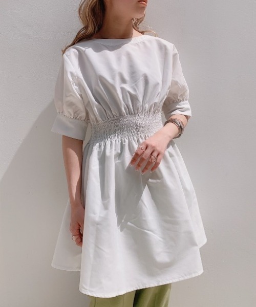 VANNIE U（ヴァニーユー）の「ハーフウエストギャザーミニシャツブラウス（シャツ/ブラウス・レディース・ホワイト/ブラック・FREE）」の22枚目の写真