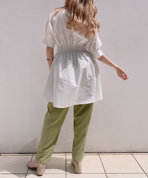 VANNIE U（ヴァニーユー）の「ハーフウエストギャザーミニシャツブラウス（シャツ/ブラウス・レディース・ホワイト/ブラック・FREE）」の16枚目の写真