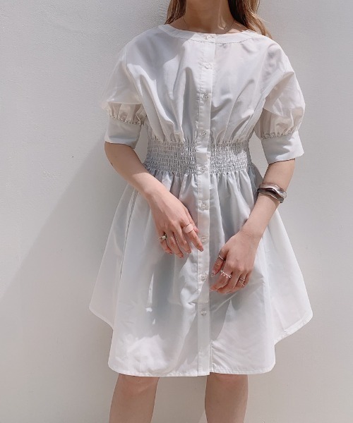 VANNIE U（ヴァニーユー）の「ハーフウエストギャザーミニシャツブラウス（シャツ/ブラウス・レディース・ホワイト/ブラック・FREE）」の20枚目の写真