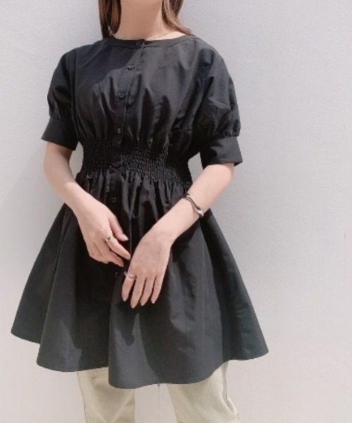 VANNIE U（ヴァニーユー）の「ハーフウエストギャザーミニシャツブラウス（シャツ/ブラウス・レディース・ホワイト/ブラック・FREE）」の17枚目の写真