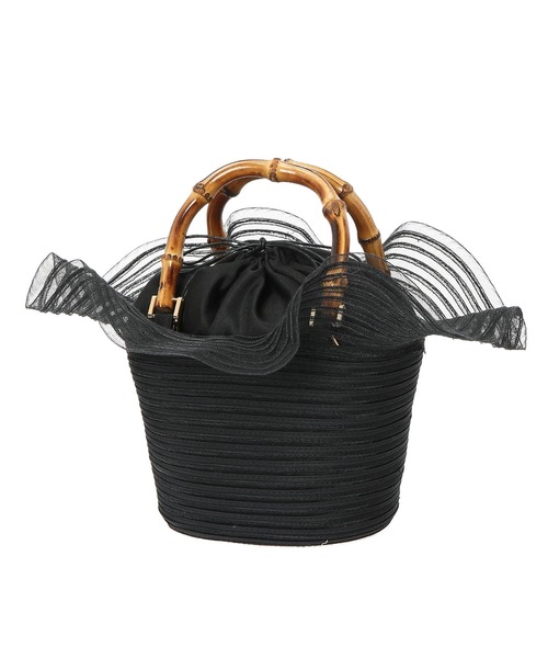 STRAWBERRY-FIELDS（ストロベリーフィールズ）の「フリル　バンブーバッグ（ハンドバッグ・レディース・ブラック/オフホワイト・FREE）」の13枚目の写真