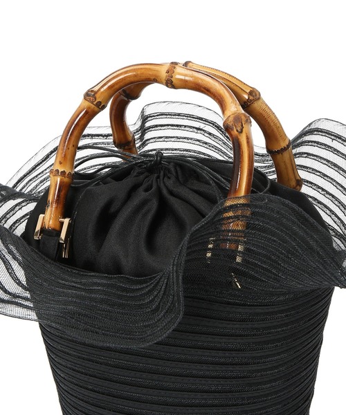 STRAWBERRY-FIELDS（ストロベリーフィールズ）の「フリル　バンブーバッグ（ハンドバッグ・レディース・ブラック/オフホワイト・FREE）」の10枚目の写真