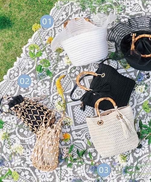 STRAWBERRY-FIELDS（ストロベリーフィールズ）の「フリル　バンブーバッグ（ハンドバッグ・レディース・ブラック/オフホワイト・FREE）」の15枚目の写真