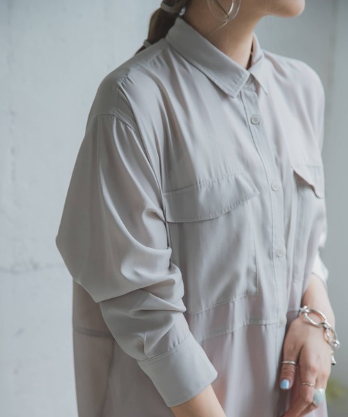 ITEMS URBANRESEARCH(アイテムズ アーバンリサーチ)の「CPOシャツ(シャツ/ブラウス・レディース・ブラウン/ベージュ・FREE)」の4枚目の写真