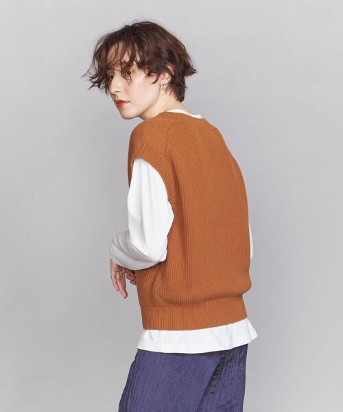 BEAUTY&YOUTH UNITED ARROWS(ビューティーアンドユースユナイテッドアローズ)の「BY コットン畦ショートVネックニットベスト -ウォッシャブル-(ベスト・レディース・ライトグレー/ダークブラウン/オレンジ系その他・FREE)」の3枚目の写真