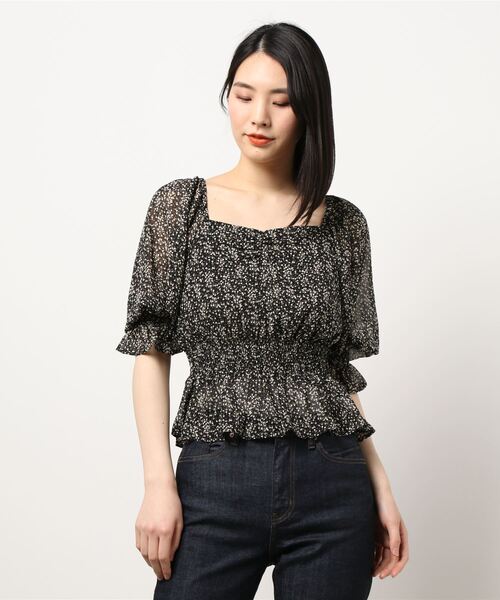 RETRO GIRL（レトロガール）の「シャーリング花柄シアーブラウス（シャツ/ブラウス・レディース・ブラック系その他/グレー系その他/イエロー系その他・FREE）」の18枚目の写真