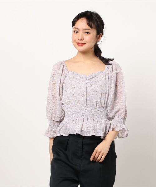 RETRO GIRL（レトロガール）の「シャーリング花柄シアーブラウス（シャツ/ブラウス・レディース・ブラック系その他/グレー系その他/イエロー系その他・FREE）」の19枚目の写真