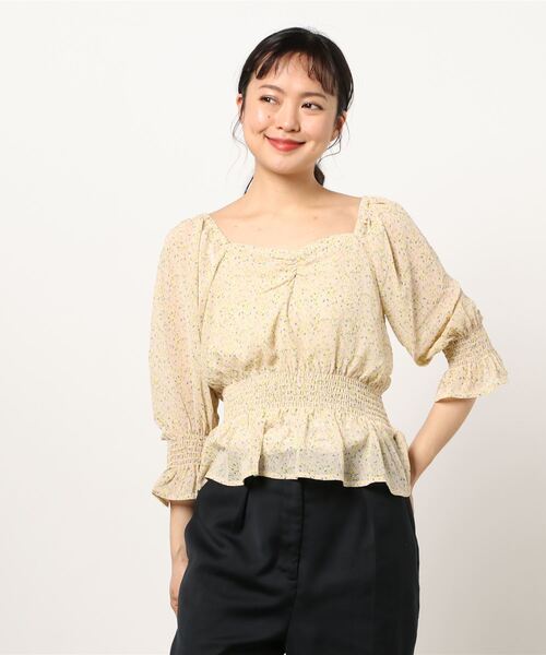 RETRO GIRL（レトロガール）の「シャーリング花柄シアーブラウス（シャツ/ブラウス・レディース・ブラック系その他/グレー系その他/イエロー系その他・FREE）」の20枚目の写真