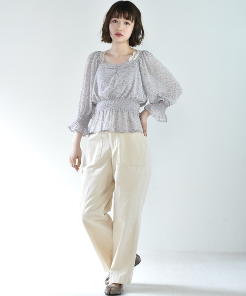 RETRO GIRL（レトロガール）の「シャーリング花柄シアーブラウス（シャツ/ブラウス・レディース・ブラック系その他/グレー系その他/イエロー系その他・FREE）」の9枚目の写真