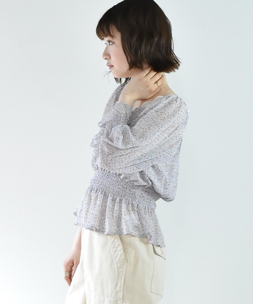 RETRO GIRL（レトロガール）の「シャーリング花柄シアーブラウス（シャツ/ブラウス・レディース・ブラック系その他/グレー系その他/イエロー系その他・FREE）」の14枚目の写真