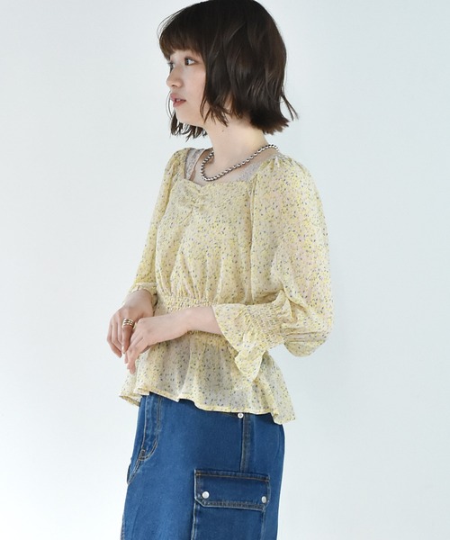 RETRO GIRL（レトロガール）の「シャーリング花柄シアーブラウス（シャツ/ブラウス・レディース・ブラック系その他/グレー系その他/イエロー系その他・FREE）」の16枚目の写真