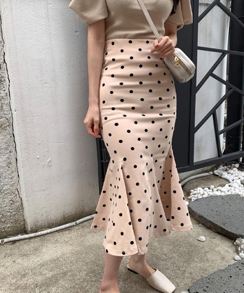 MKT（エムケーティー）の「ドット柄マーメイドスカート（スカート・レディース・ベージュ/ブラック・L/S/M）」の12枚目の写真