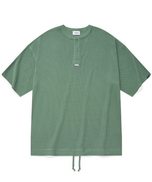 COVERNAT（カバーナット）の「【COVERNAT】HENRY NECK S/S TEE / カバーナット ヘンリーネック ワッフル Tシャツ（Tシャツ/カットソー・メンズ・ブラック/オレンジ/グリーン・SMALL/MEDIUM/LARGE）」の3枚目の写真