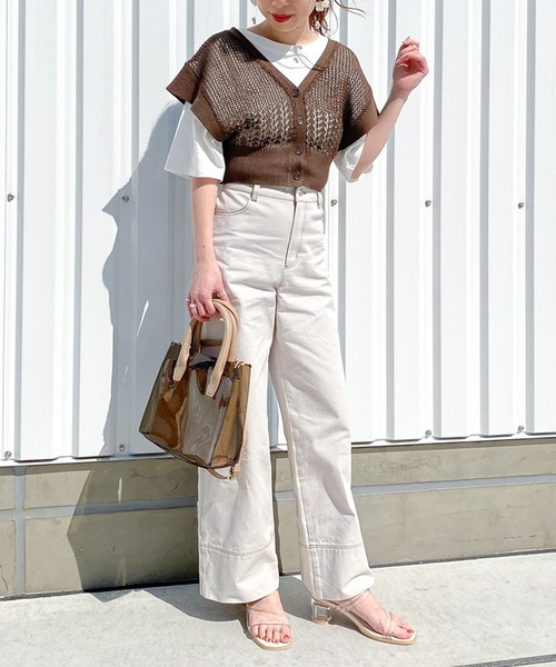 Heather（ヘザー）の「メッシュニットショートベスト_949611（ベスト・レディース・ブラウン/ブラック/ベージュ・FREE）」の6枚目の写真