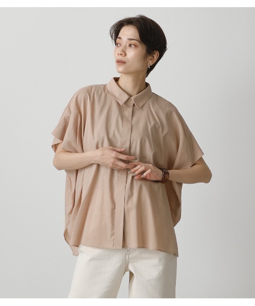 deres half sleeve blouseハーフスリーブブラウス　ブラウン deres half sleeve blouseハーフスリーブブラウスブラウン