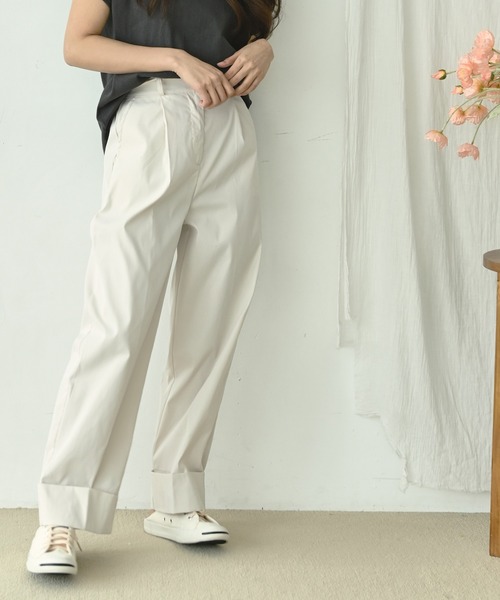 me+em select(ミームセレクト)の「ロールアップタックパンツ(その他パンツ・レディース・ミント/ブラック/ホワイト/チャコールグレー/ブラウン・FREE)」の9枚目の写真