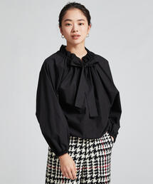 TOMORROWLAND  | ブラックコンビネーション ネックフリルブラウス(シャツ/ブラウス)