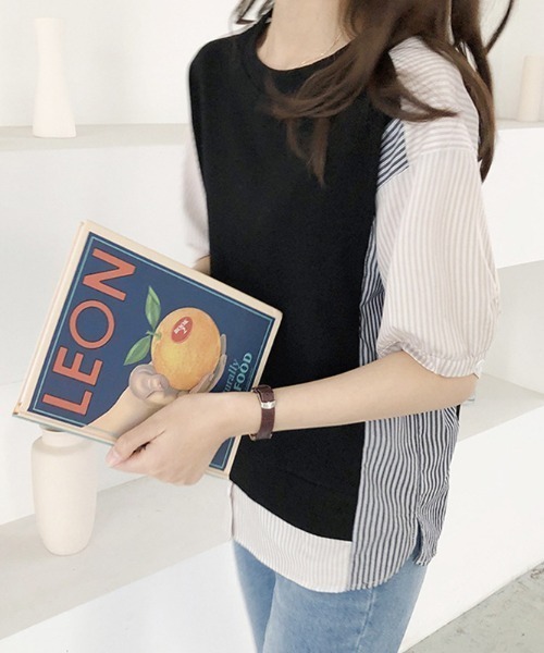 ABITOKYO(アビトーキョー)の「レイヤード風ストライプ切替ブラウス(シャツ/ブラウス・レディース・アイボリー/ブラック・FREE)」の15枚目の写真