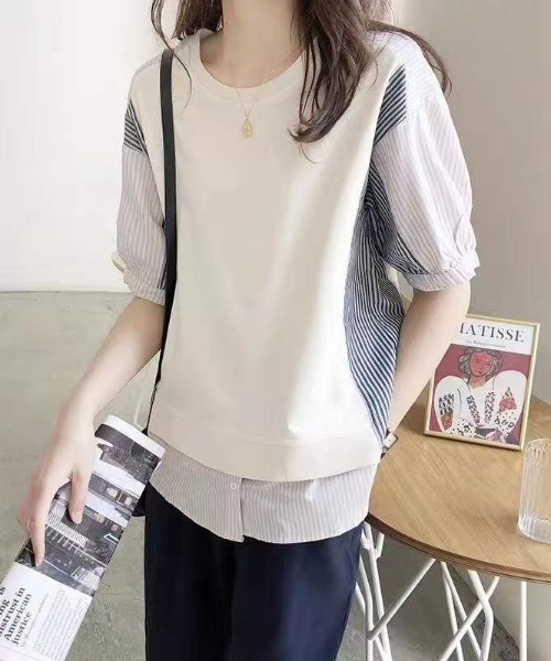 ABITOKYO(アビトーキョー)の「レイヤード風ストライプ切替ブラウス(シャツ/ブラウス・レディース・アイボリー/ブラック・FREE)」の11枚目の写真