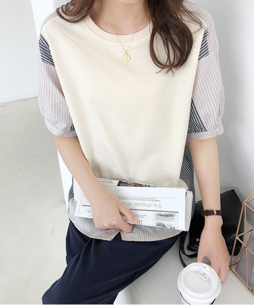 ABITOKYO(アビトーキョー)の「レイヤード風ストライプ切替ブラウス(シャツ/ブラウス・レディース・アイボリー/ブラック・FREE)」の12枚目の写真