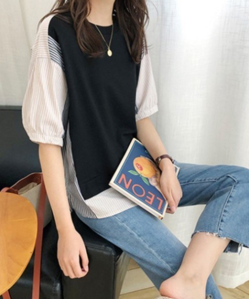 ABITOKYO(アビトーキョー)の「レイヤード風ストライプ切替ブラウス(シャツ/ブラウス・レディース・アイボリー/ブラック・FREE)」の22枚目の写真