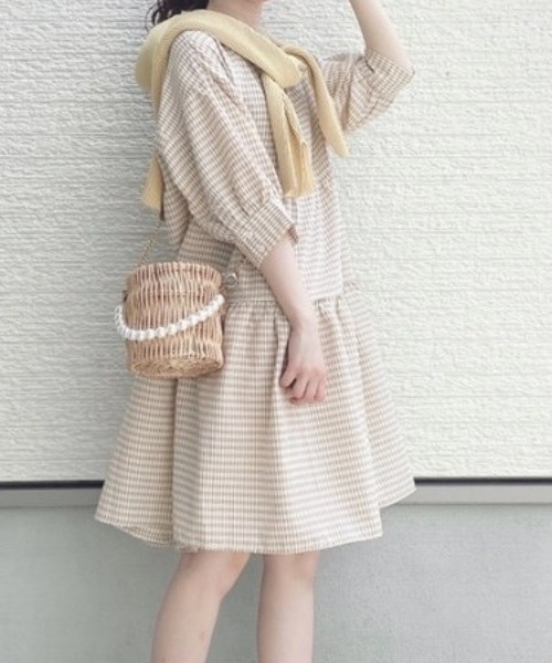 Mysa&Liina（ミーサリーナ）の「ティアードシャツワンピ（ワンピース・レディース・ブラック/ベージュ/オフホワイト/ピンク/ブルー/モカ/ブラック系・M/L）」の5枚目の写真