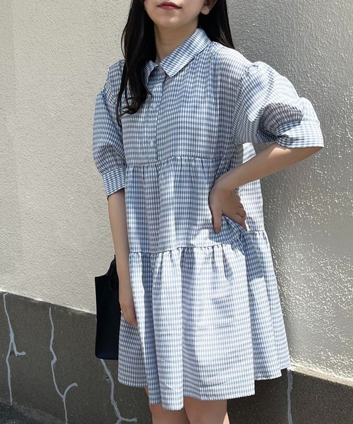 Mysa&Liina（ミーサリーナ）の「ティアードシャツワンピ（ワンピース・レディース・ブラック/ベージュ/オフホワイト/ピンク/ブルー/モカ/ブラック系・M/L）」の6枚目の写真