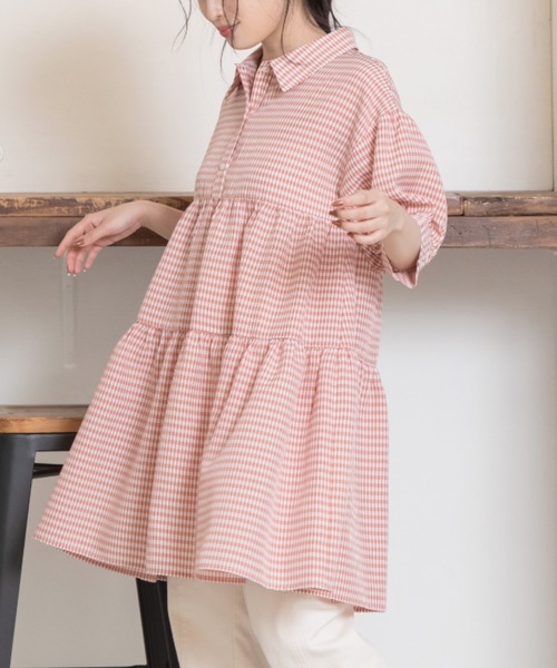 Mysa&Liina（ミーサリーナ）の「ティアードシャツワンピ（ワンピース・レディース・ブラック/ベージュ/オフホワイト/ピンク/ブルー/モカ/ブラック系・M/L）」の8枚目の写真