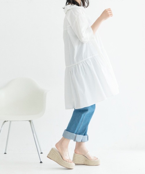 Mysa&Liina（ミーサリーナ）の「ティアードシャツワンピ（ワンピース・レディース・ブラック/ベージュ/オフホワイト/ピンク/ブルー/モカ/ブラック系・M/L）」の11枚目の写真