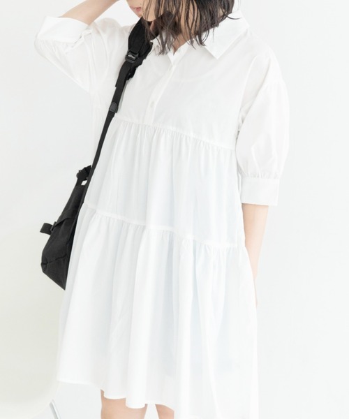 Mysa&Liina（ミーサリーナ）の「ティアードシャツワンピ（ワンピース・レディース・ブラック/ベージュ/オフホワイト/ピンク/ブルー/モカ/ブラック系・M/L）」の14枚目の写真