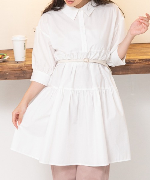 Mysa&Liina（ミーサリーナ）の「ティアードシャツワンピ（ワンピース・レディース・ブラック/ベージュ/オフホワイト/ピンク/ブルー/モカ/ブラック系・M/L）」の18枚目の写真