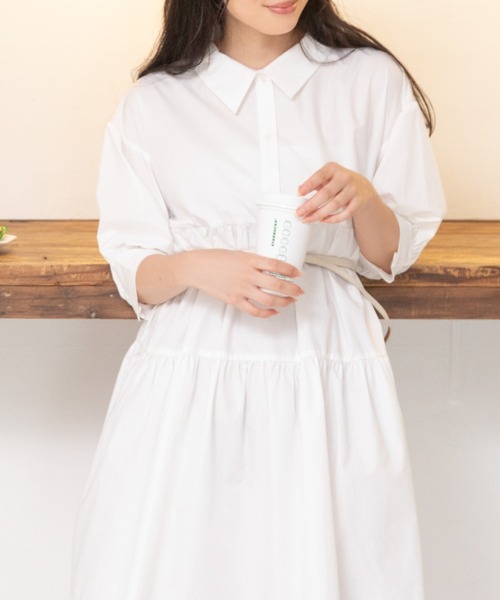 Mysa&Liina（ミーサリーナ）の「ティアードシャツワンピ（ワンピース・レディース・ブラック/ベージュ/オフホワイト/ピンク/ブルー/モカ/ブラック系・M/L）」の19枚目の写真