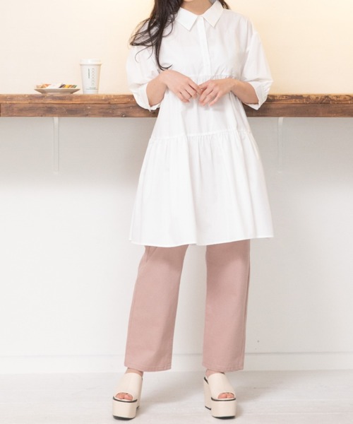 Mysa&Liina（ミーサリーナ）の「ティアードシャツワンピ（ワンピース・レディース・ブラック/ベージュ/オフホワイト/ピンク/ブルー/モカ/ブラック系・M/L）」の21枚目の写真