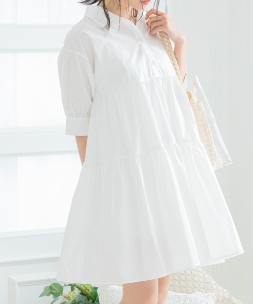 Mysa&Liina（ミーサリーナ）の「ティアードシャツワンピ（ワンピース・レディース・ブラック/ベージュ/オフホワイト/ピンク/ブルー/モカ/ブラック系・M/L）」の22枚目の写真