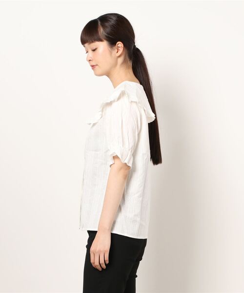 Twinkle;pm(トゥインクルピーエム)の「大衿フリル半袖ブラウス(シャツ/ブラウス・レディース・ホワイト・FREE)」の5枚目の写真