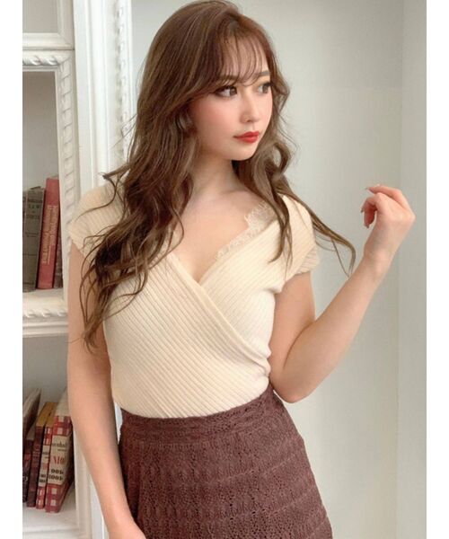 RESEXXY(リゼクシー)の「レースカシュクールニットトップス(ニット/セーター・レディース・ブラック/ピンク/ブラウン/アイボリー・FREE)」の13枚目の写真