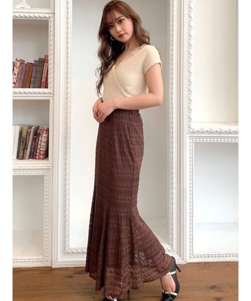 RESEXXY(リゼクシー)の「レースカシュクールニットトップス(ニット/セーター・レディース・ブラック/ピンク/ブラウン/アイボリー・FREE)」の8枚目の写真