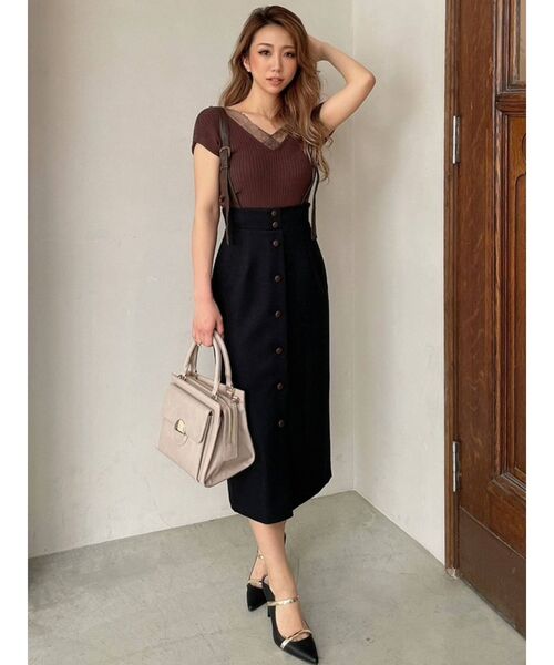 RESEXXY（リゼクシー）の「レースカシュクールニットトップス（ニット/セーター・レディース・ブラック/ピンク/ブラウン/アイボリー・FREE）」の16枚目の写真