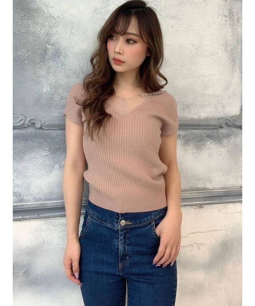 RESEXXY（リゼクシー）の「レースカシュクールニットトップス（ニット/セーター・レディース・ブラック/ピンク/ブラウン/アイボリー・FREE）」の19枚目の写真