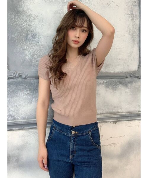 RESEXXY（リゼクシー）の「レースカシュクールニットトップス（ニット/セーター・レディース・ブラック/ピンク/ブラウン/アイボリー・FREE）」の20枚目の写真