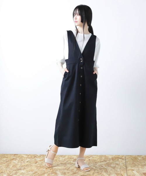 Honeys（ハニーズ）の「ミディ丈ジャンスカ（ジャンパースカート・レディース・ブラック/インディゴブルー/ライトインディゴブルー・S/M/L）」の16枚目の写真