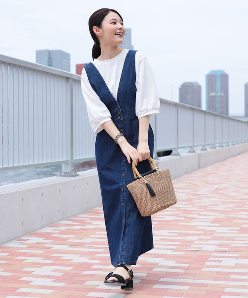 Honeys（ハニーズ）の「ミディ丈ジャンスカ（ジャンパースカート・レディース・ブラック/インディゴブルー/ライトインディゴブルー・S/M/L）」の5枚目の写真