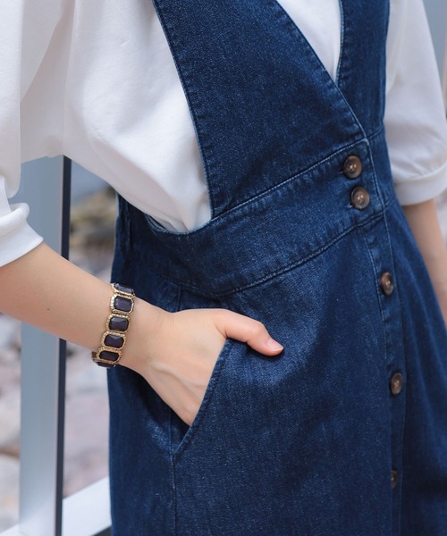 Honeys（ハニーズ）の「ミディ丈ジャンスカ（ジャンパースカート・レディース・ブラック/インディゴブルー/ライトインディゴブルー・S/M/L）」の13枚目の写真