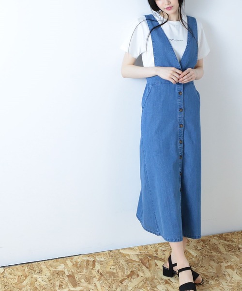 Honeys（ハニーズ）の「ミディ丈ジャンスカ（ジャンパースカート・レディース・ブラック/インディゴブルー/ライトインディゴブルー・S/M/L）」の19枚目の写真