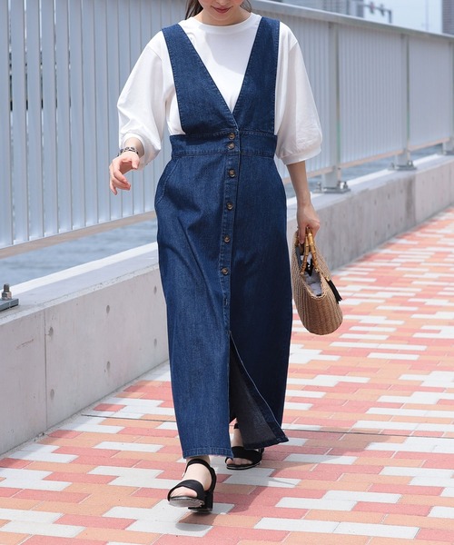 Honeys（ハニーズ）の「ミディ丈ジャンスカ（ジャンパースカート・レディース・ブラック/インディゴブルー/ライトインディゴブルー・S/M/L）」の18枚目の写真