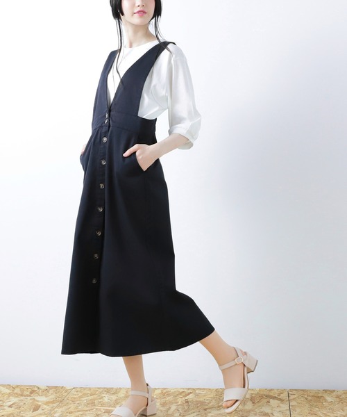 Honeys（ハニーズ）の「ミディ丈ジャンスカ（ジャンパースカート・レディース・ブラック/インディゴブルー/ライトインディゴブルー・S/M/L）」の21枚目の写真