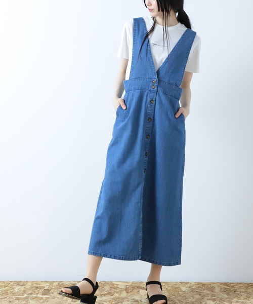 Honeys（ハニーズ）の「ミディ丈ジャンスカ（ジャンパースカート・レディース・ブラック/インディゴブルー/ライトインディゴブルー・S/M/L）」の22枚目の写真