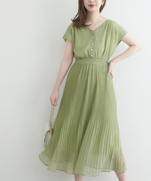 natural couture(ナチュラルクチュール)の「【WEB限定】前後2WAYカシュクール細プリーツワンピース(ワンピース・レディース・ブラック/ミント/ピンク/その他2/その他1/ベージュ・FREE)」の18枚目の写真